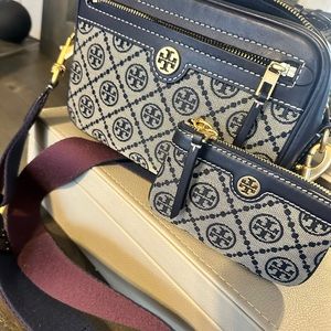 Tory Burch T Monogram bag and accessory sold together. Looks brand new.